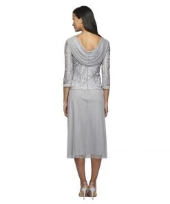 Cocktail Dresses Alex Evenings - 217197 Embroidered Cowl Back Dress