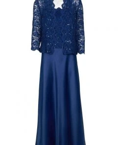 Alex Evenings - 81122152 Lace Bodice Long A-Line Dress With Jacket Formal Gowns