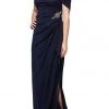 Formal Gowns Alex Evenings - Draped Cold Shoulder Evening Dress 232902 - 1 Pc Navy In Size 14P And 1 Pc Wine In Size 16P Available 1 Formal Gowns Alex Evenings - Draped Cold Shoulder Evening Dress 232902 - 1 Pc Navy In Size 14P And 1 Pc Wine In Size 16P Available