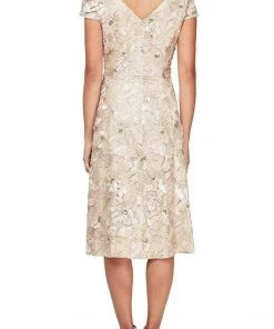 Alex Evenings - Floral Soutache Dress 81122331 - 1 Pc Champagne In Size 12 Available Cocktail Dresses