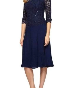 Alex Evenings - Jewel Lace Embellished Two Piece Chiffon Dress 1121796 Cocktail Dresses 8 Alex Evenings - Jewel Lace Embellished Two Piece Chiffon Dress 1121796 Cocktail Dresses