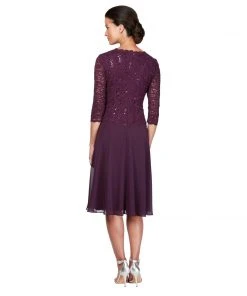 Alex Evenings - Jewel Lace Embellished Two Piece Chiffon Dress 1121796 Cocktail Dresses