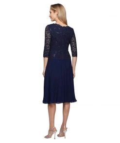 Alex Evenings - Jewel Lace Embellished Two Piece Chiffon Dress 1121796 Cocktail Dresses 9 Alex Evenings - Jewel Lace Embellished Two Piece Chiffon Dress 1121796 Cocktail Dresses