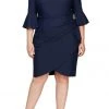 Cocktail Dresses Alex Evenings - Jewel Neck Sheath Formal Dress 434183 - 1 Pc Navy In Size 16W Available
