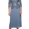 Cocktail Dresses Alex Evenings - Metallic Sequined Tea Length Set 1962675 - 1 Pc Steel Blue In Size 14 Available