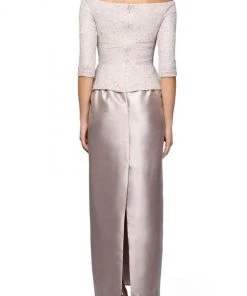 Formal Gowns Alex Evenings - Off Shoulder Lace Bodice Long Dress 2121259