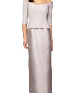 Formal Gowns Alex Evenings - Off Shoulder Lace Bodice Long Dress 2121259