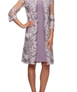 Cocktail Dresses Alex Evenings - Sheer Embroidered Ensemble 81122202 - 1 Pc Smokey Orchid In Size 10 Available