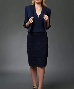 Alexander By Daymor - 2033 Two-Piece Dress Suit With Tiered Skirt - 1 Pc Black In Size 10 Available Cocktail Dresses