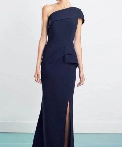 Bridesmaid Dresses Alexander By Daymor - Asymmetric Draped Evening Dress 1463 - 1 Pc Navy In Size 4 Available