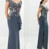 Alexander By Daymor - Floral Embroidered Evening Gown 1392 - 1 Pc Graphite In Size 16 Available