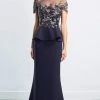 Formal Gowns Alexander By Daymor - Lace Embroidered Peplum Gown 1459 - 1 Pc Navy In Size 8 Available