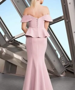 Formal Gowns Alexander By Daymor - Off-Shoulder Trumpet Dress With Peplum 1151