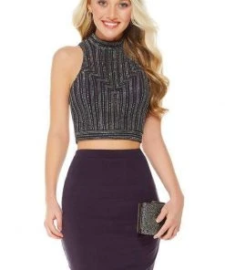 Cocktail Dresses Alyce Paris - 1341 Geometric Beaded Two-Piece Short Dress