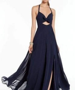 Alyce Paris - 1381 Halter Straps Bow A-Line Dress