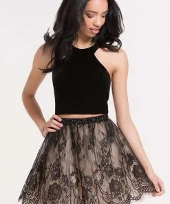 Cocktail Dresses Alyce Paris - 2646 Velvet And Lace Two Piece Cocktail Dress