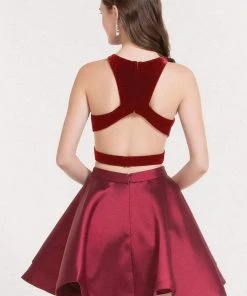 Alyce Paris - 2648 Two Piece Velvet Halter Cocktail Dress Cocktail Dresses