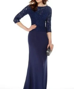 Alyce Paris - 27017 Quarter Length Sleeve Lace Sheath Dress Formal Gowns