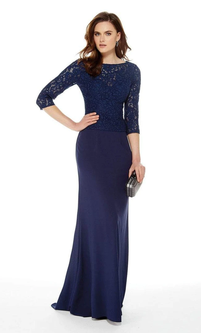 Alyce Paris - 27017 Quarter Length Sleeve Lace Sheath Dress Formal Gowns 3 Alyce Paris - 27017 Quarter Length Sleeve Lace Sheath Dress Formal Gowns