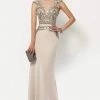 Formal Gowns Alyce Paris - 27109 Beaded Illusion Evening Dress - 1 Pc Light Taupe In Size 2 Available