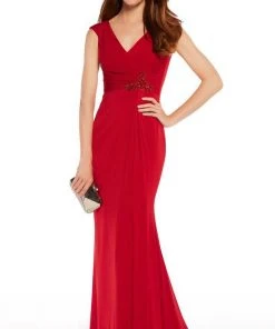 Alyce Paris - 27266 Cap Sleeve Surplice Fitted Jersey Formal Gown Formal Gowns