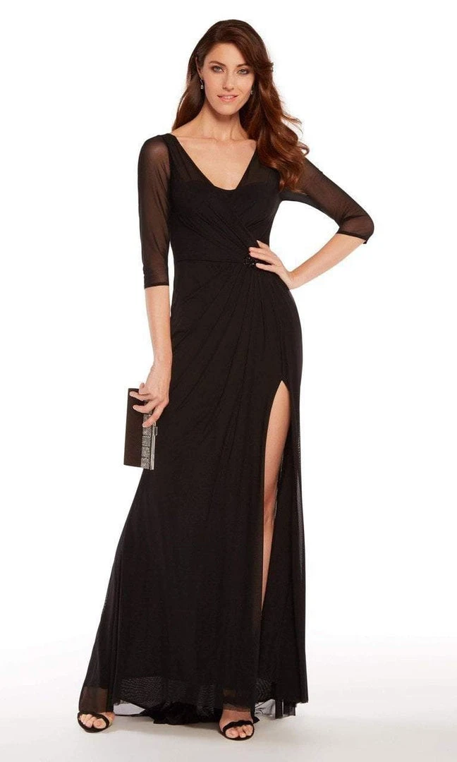 Formal Gowns Alyce Paris - 27267 Sheer Quarter Sleeve Slit Evening Gown 3 Formal Gowns Alyce Paris - 27267 Sheer Quarter Sleeve Slit Evening Gown