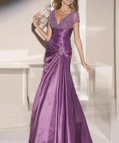 Alyce Paris - 29357 Cap Sleeve Lace Ornate Empire Trumpet Gown Formal Gowns