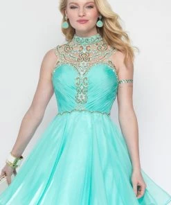 Alyce Paris - 3681 Short Dress In Seabreeze Gold