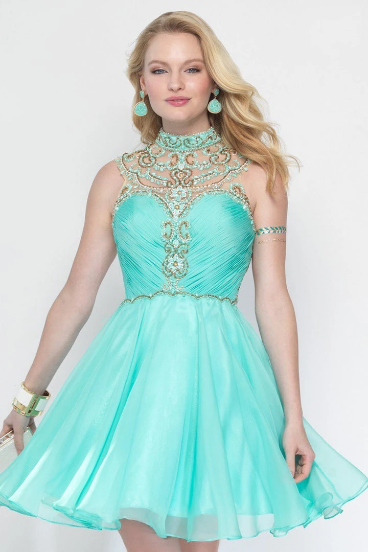 Alyce Paris - 3681 Short Dress In Seabreeze Gold 3 Alyce Paris - 3681 Short Dress In Seabreeze Gold