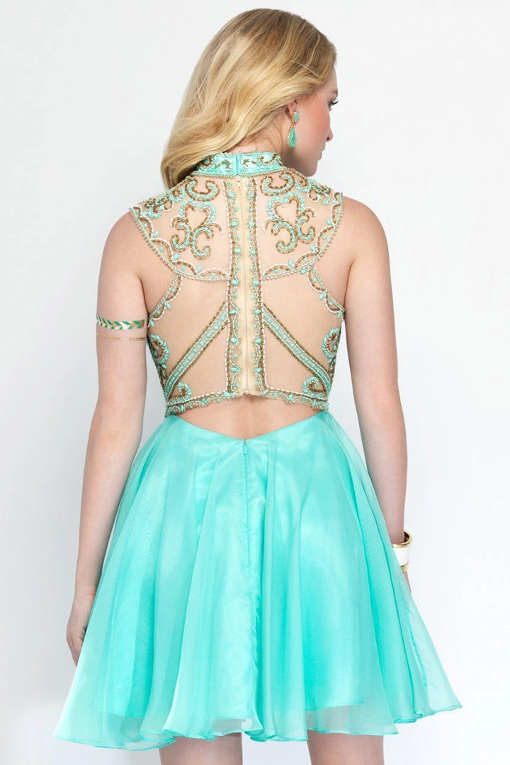 Alyce Paris - 3681 Short Dress In Seabreeze Gold 4 Alyce Paris - 3681 Short Dress In Seabreeze Gold