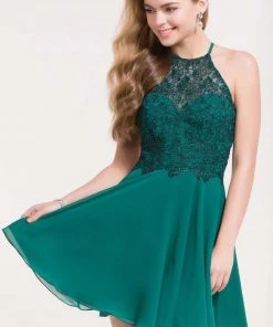 Alyce Paris - 3717 Strappy Beaded Halter Cocktail Dress