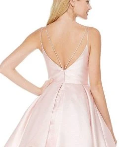 Cocktail Dresses Alyce Paris - 3764 Sleeveless V Neck Double Strapped Fit And Flare Cocktail Dress - 2 Pcs French Pink In Sizes 4 And 14 Available