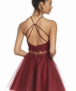 Alyce Paris - 3824 Two Piece Embellished Tulle A-line Cocktail Dress Cocktail Dresses