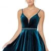 Alyce Paris - 4008 Embellished Deep V-neck Velvet A-line Dress Cocktail Dresses