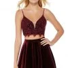 Alyce Paris - 4038 Two-Piece Plunging Sweetheart Velvet A-Line Dress