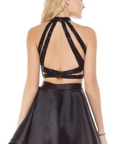 Cocktail Dresses Alyce Paris - 4065 Two-Piece Sequins Halter Mikado Fit And Flare Dress - 1 Pc Blush In Size 6 Available