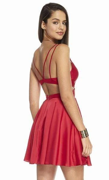 Alyce Paris - 4117 Bandeau Back V Neck Satin Chiffon Cocktail Dress - 1 Pc Red In Size 0 Available 5 Alyce Paris - 4117 Bandeau Back V Neck Satin Chiffon Cocktail Dress - 1 Pc Red In Size 0 Available