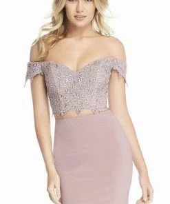 Alyce Paris - 4132 Two-Piece Lace Bodice Off Shoulder Short Dress 12 Alyce Paris - 4132 Two-Piece Lace Bodice Off Shoulder Short Dress