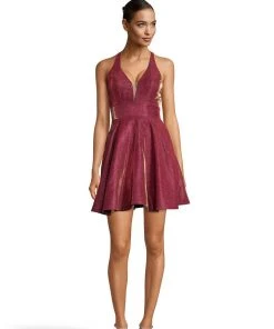 Cocktail Dresses Alyce Paris - 4182 Plunging V-Neck A-Line Cocktail Dress