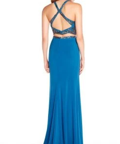 Alyce Paris - 60018 Two-Piece Cutout Bodice Halter Jersey Gown Formal Gowns