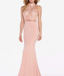 Alyce Paris - 60024 Floral Beaded Illusion High Halter Mermaid Gown
