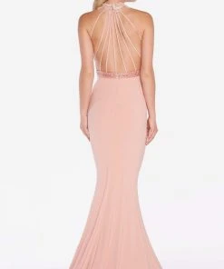 Alyce Paris - 60024 Floral Beaded Illusion High Halter Mermaid Gown