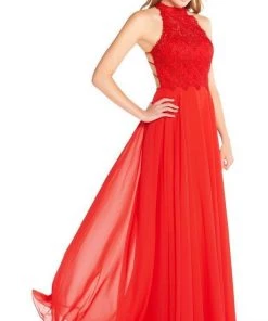 Formal Gowns Alyce Paris - 60061 Beaded Lace Bodice Strappy Open Back Chiffon Gown
