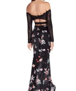 Alyce Paris - 60187 Lace Off-Shoulder Two-Piece Sheath Gown Formal Gowns