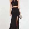 Alyce Paris - 60284 Fitted Two Piece Halter Jersey Dress With Slit Formal Gowns 2 Alyce Paris - 60284 Fitted Two Piece Halter Jersey Dress With Slit Formal Gowns