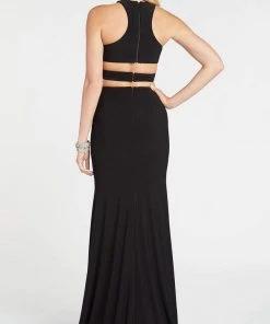 Alyce Paris - 60284 Fitted Two Piece Halter Jersey Dress With Slit Formal Gowns