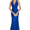 Alyce Paris - 60285 Low V Neck Halter Crisscross Back Evening Dress - 1 Pc Cobalt In Size 6 Available Formal Gowns