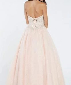 Formal Gowns Alyce Paris - 60362 Strapless Beaded Lace Corset Top Tulle Gown - 1 Pcs Blush In Size 000 Available