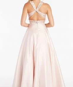 Alyce Paris - 60371 Shimmer Mikado Folded High Collar A-Line Gown