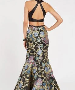 Formal Gowns Alyce Paris - 60398 Two Piece High Halter Printed Mermaid Gown